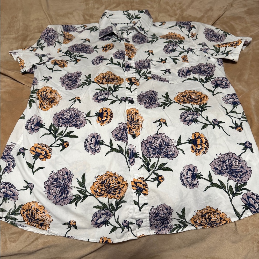 Sovereign Code White Floral Men's Shirt L